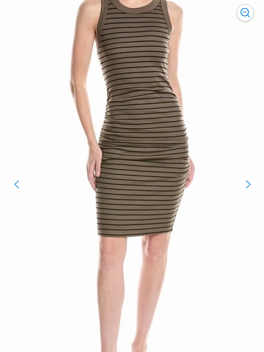 Michael Stars Olive Green and Black Striped Tank Sheath Dress